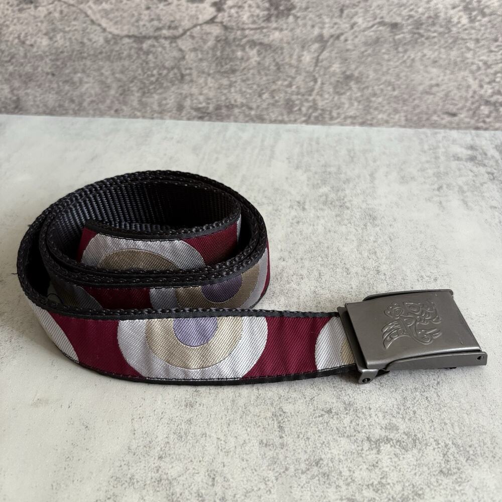 Silverfoot Red Geometric Nylon Abstract Design Belt Unisex 40”